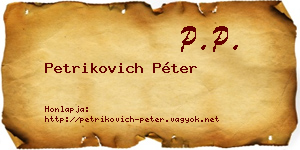 Petrikovich Péter névjegykártya