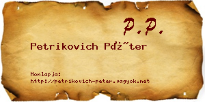 Petrikovich Péter névjegykártya